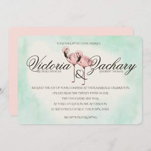 Pink Flamingo Wedding Invitation