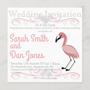 Pink Flamingo Wedding Invitation (Customizable)