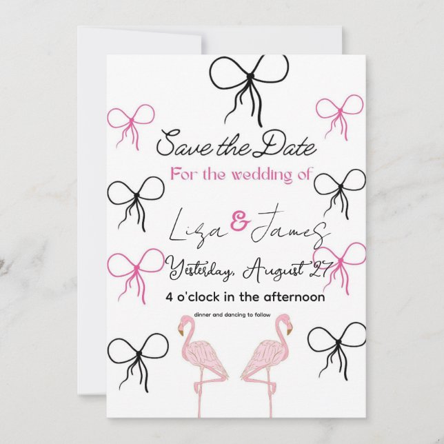Pink Flamingo wedding Mr and Mrs  Invitation (Front)