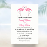 Pink Flamingo Wedding Tropical Summer Beach Invitation at Zazzle