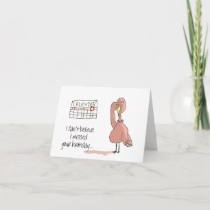 Pink Flamingo Whimsical Funny Bird Painting Card