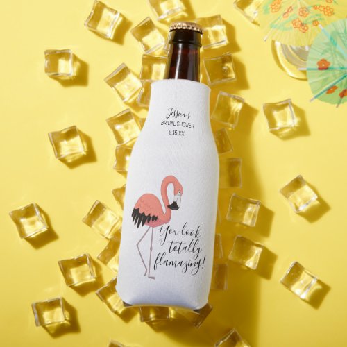 Pink Flamingo White Flamazing Bridal Shower Bottle Cooler