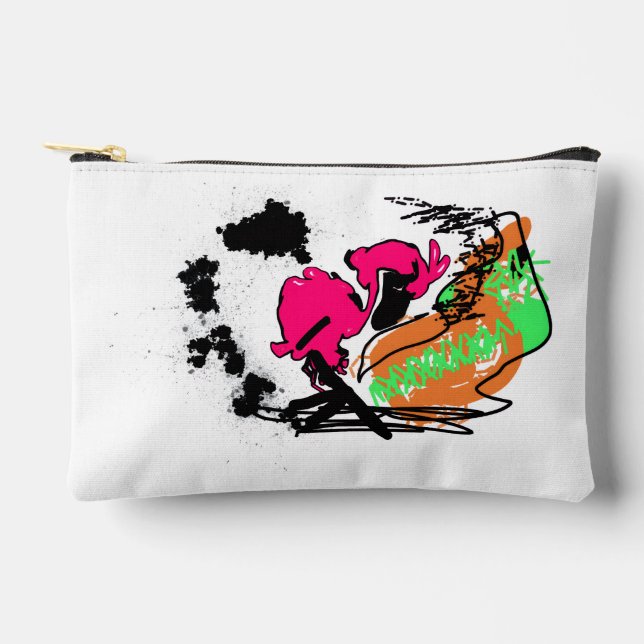 Pink flamingo WILDONE  Accessory Pouch (Front)