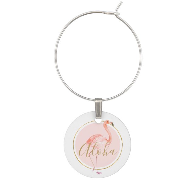 Pink Flamingo Wine Charm (Front)
