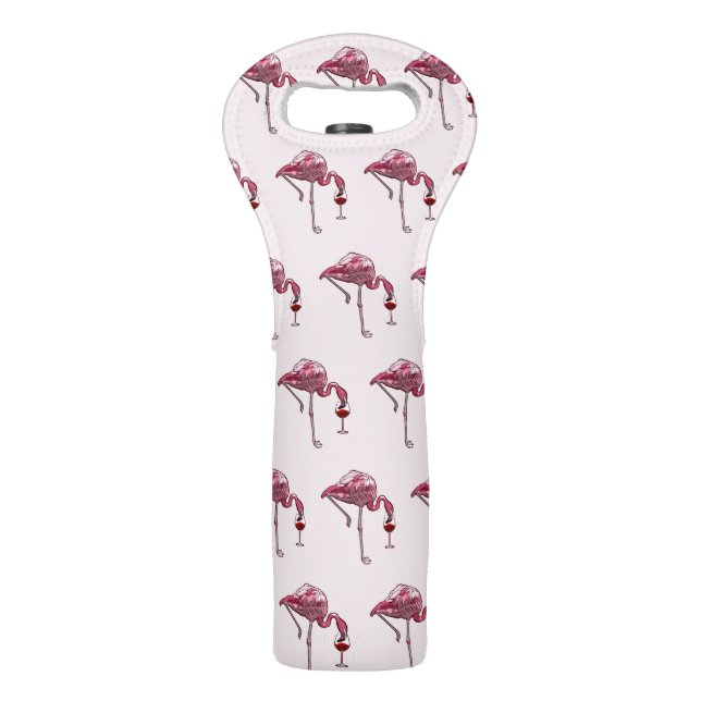 Pink Flamingo Wine Drinker Funny Pattern Wine Bag (Front)