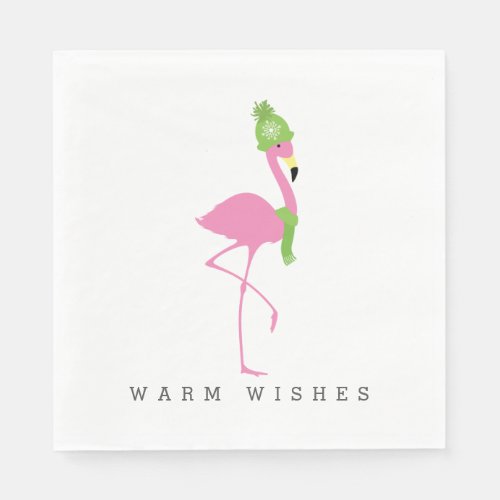 Pink Flamingo Winter Christmas Napkins