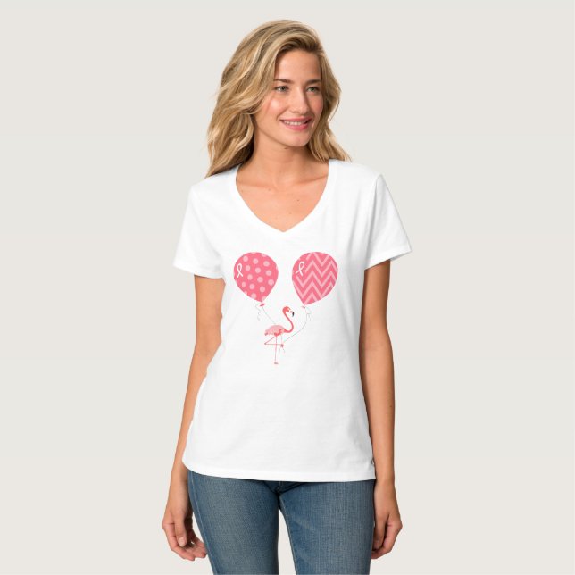 Pink Flamingo with Balloons T-Shirt (Front Full)