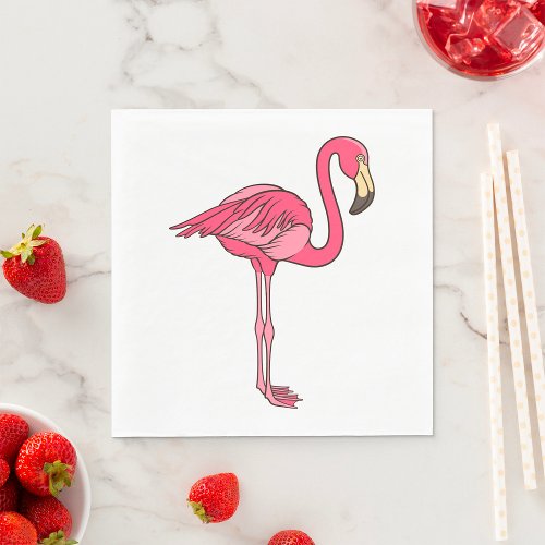 Pink Flamingo With Long Legs Napkins