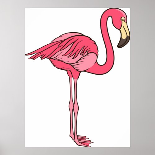 Pink Flamingo With Long Legs Poster