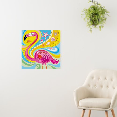 Pink Flamingo with Starfish Foam Board