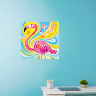 Pink Flamingo with Starfish Wall Decal