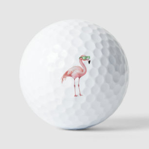 Pink Flamingo with Sunglasses Golf Balls