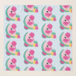 Pink Flamingo with Tropical Fruits Pattern Scarf<br><div class="desc">A chiffon scarf with a pattern composed of a cute illustration -  pink flamingo with watermelons and pineapples. Pink and green color scheme. Summery and tropical.</div>
