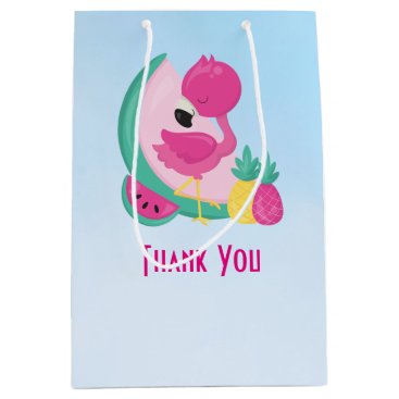 Pink Flamingo with Watermelon & Pineapples Medium Gift Bag Pink Flamingo with Watermelon & Pineapples Medium Gift Bag