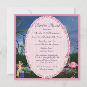 Pink Flamingo Wonderland Tea Party Bridal Shower Invitation (Back)