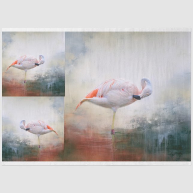 Pink Flamingo X3 Decoupage Tissue Paper (Front)