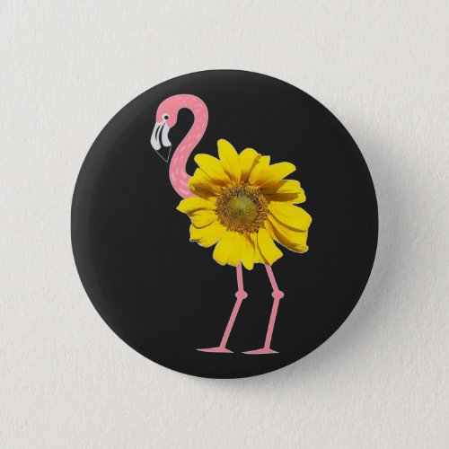 Pink Flamingo Yellow Sunflower Bird Body Button