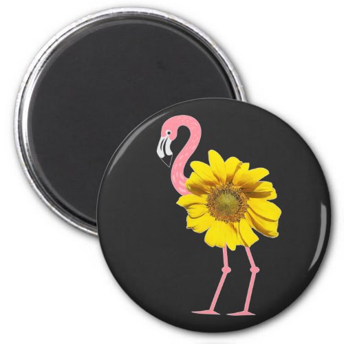 Pink Flamingo Yellow Sunflower Bird Body Magnet