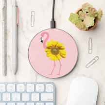 Pink Flamingo Yellow Sunflower Bird Body