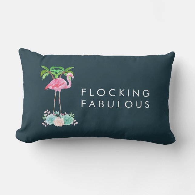 Pink FlamingoFlocking Fabulous Lumbar Pillow (Front)