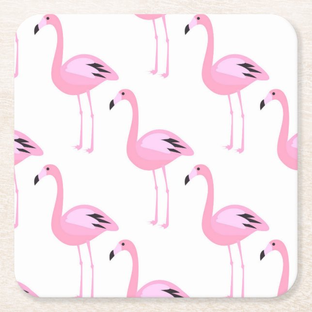 Pink Flamingos 2 2 Square Paper Coaster (Front)