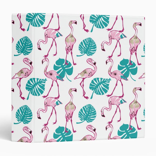 Pink Flamingos 3 Ring Binder (Front/Spine)