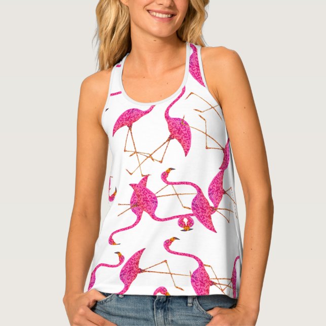 Pink Flamingos All-Over Print Racerback Tank Top (Front)