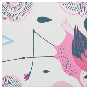 Pink Flamingos And Flowers Pattern Fabric