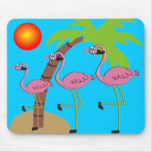 Pink Flamingos and Palm Tree Gifts Mouse Pad