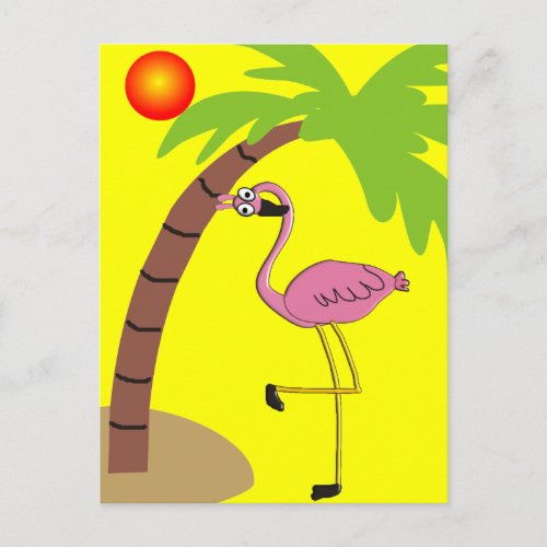 Pink Flamingos and Palm Tree Gifts Postcard