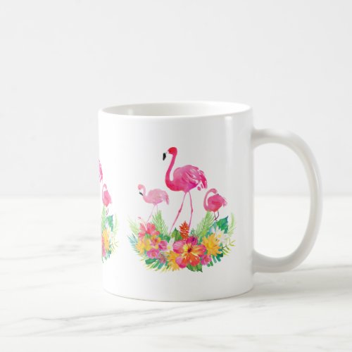 Pink Flamingos and Tropical Flowers Coffee Mug