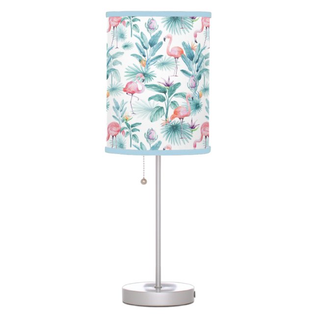 Pink flamingos and tropical flowers pattern table lamp (Right)
