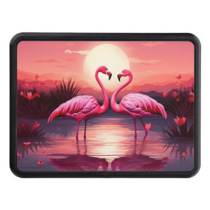 Pink Flamingos at Sunset Hitch Cover
