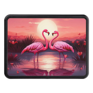 Pink Flamingos at Sunset Hitch Cover