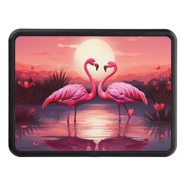 Pink Flamingos at Sunset Hitch Cover (Front)