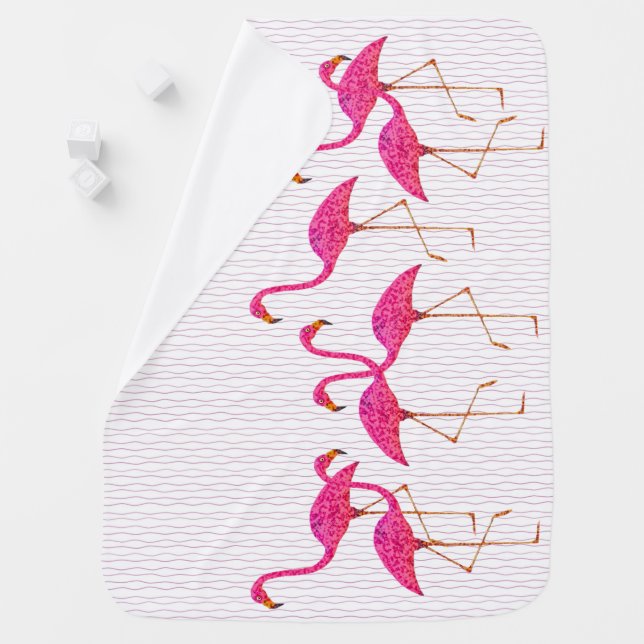 Pink Flamingos Baby Blanket (In Situ)