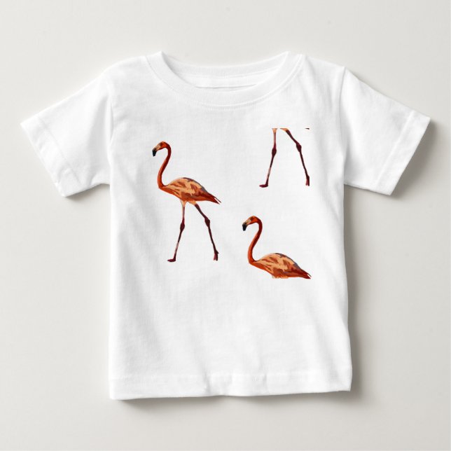 Pink Flamingos Baby Fine Jersey T-Shirt (Front)