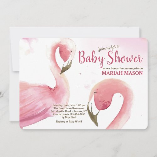 Pink Flamingos Baby Shower Invitation