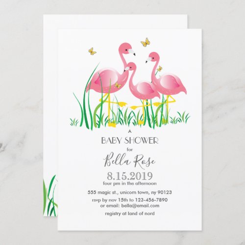 Pink Flamingos Baby Shower Invite