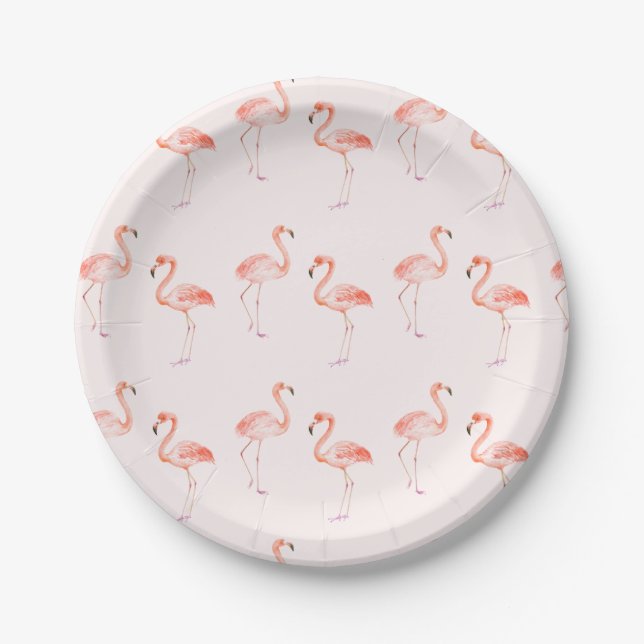 Pink Flamingos Baby Shower Paper Plates (Front)
