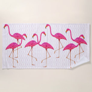 Pink Flamingos Beach Towel