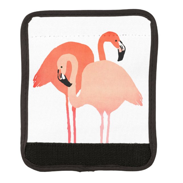 Pink Flamingos Beach Wedding Luggage Handle Wrap (Front)