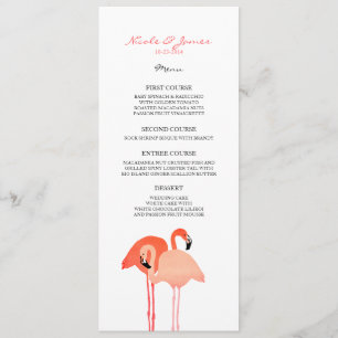Pink Flamingos Beach Wedding Menu