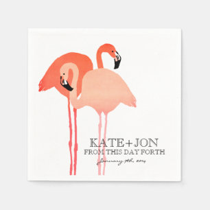 Pink Flamingos Beach Wedding Paper Napkins