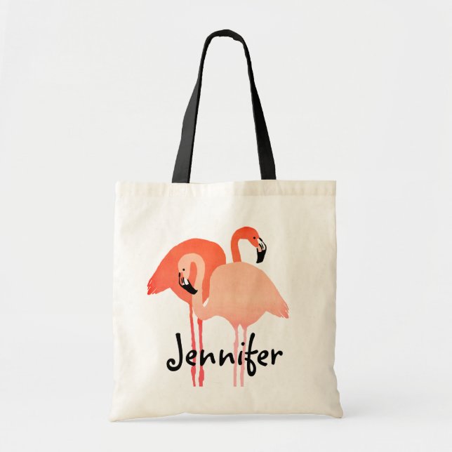 Pink Flamingos Beach Wedding Tote Bag (Front)