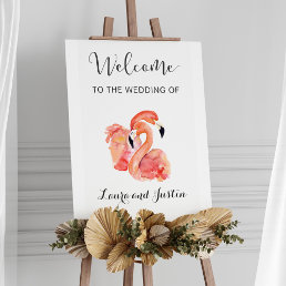Pink Flamingos Beach Wedding Welcome Poster