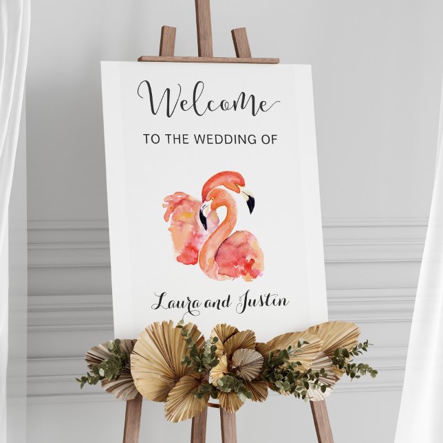Pink Flamingos Beach Wedding Welcome Poster (Creator Uploaded)