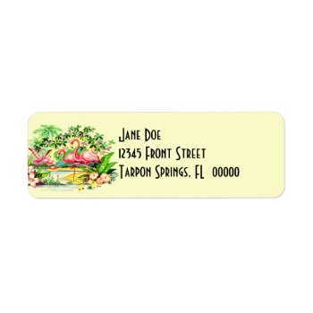 Pink Flamingos Birds Vintage Style Address Labels by layooper at Zazzle