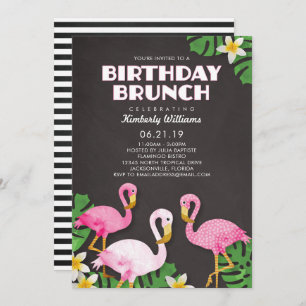 Pink Flamingos Birthday Brunch Chalkboard Invitation
