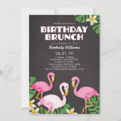 Pink Flamingos Birthday Brunch Chalkboard Invitation (Front)